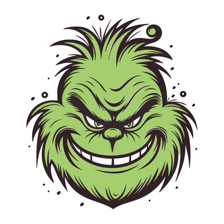 Mascot with funny monster face on white background. Vector illustration.のイラスト素材