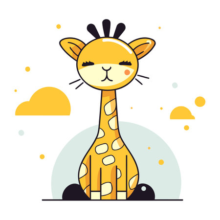 Cute cartoon giraffe. Vector illustration in a flat style.のイラスト素材