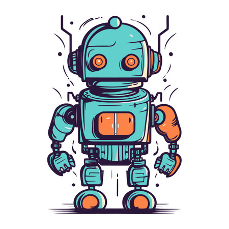 Robot. Vector illustration. Isolated on a white background.のイラスト素材