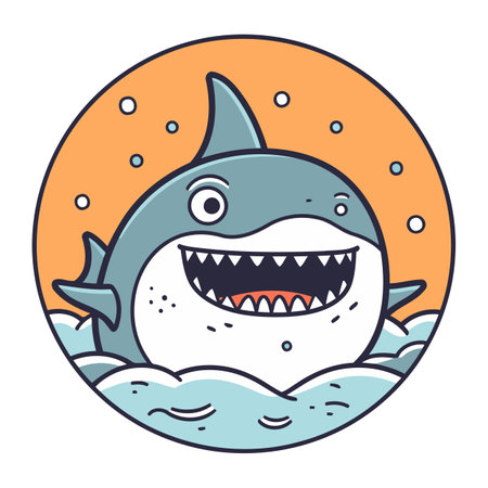 Cute cartoon shark. Vector illustration of a cute cartoon shark.のイラスト素材