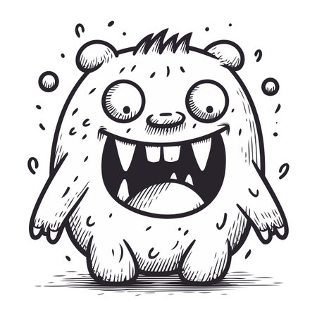 Angry cartoon monster. Vector illustration isolated on a white background.のイラスト素材