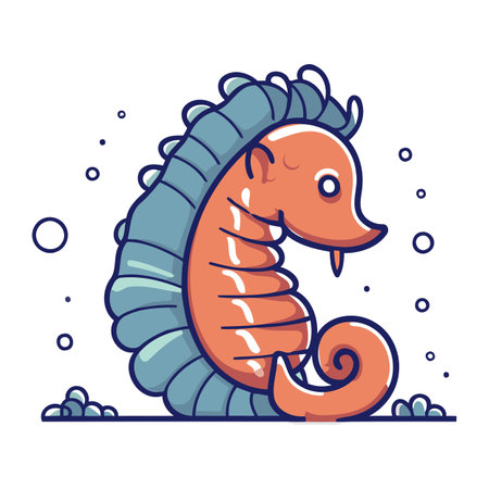 Sea horse. Sea animal. Vector illustration in a flat style.のイラスト素材