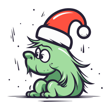 Cute cartoon crocodile in Santa Claus hat. Vector illustration.のイラスト素材