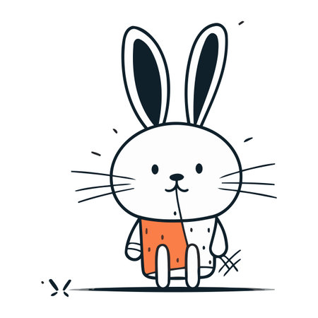 Cute cartoon rabbit. Vector illustration in doodle style.のイラスト素材