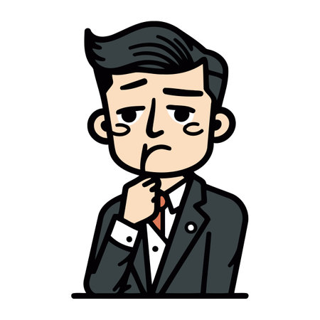 Businessman thinking. Vector illustration of a businessman thinking about something.のイラスト素材