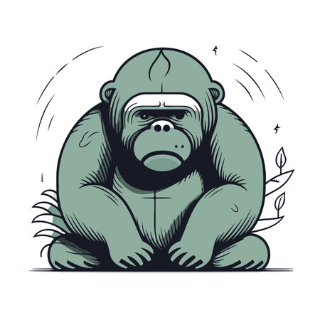 Gorilla vector illustration. hand drawn style. vector illustration.のイラスト素材