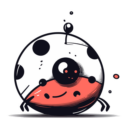 Cute cartoon ladybug on a white background. Vector illustration.のイラスト素材