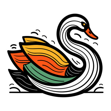 swan. Vector illustration. Isolated on a white background.のイラスト素材