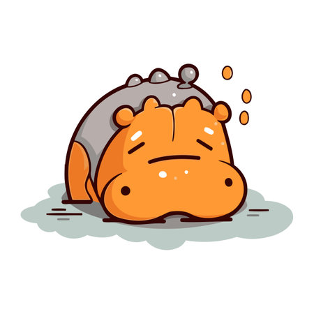 Hippopotamus vector illustration. Funny cartoon hippopotamus.のイラスト素材