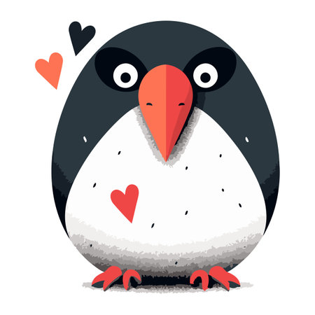 Cute penguin in love. Vector illustration on white background.のイラスト素材