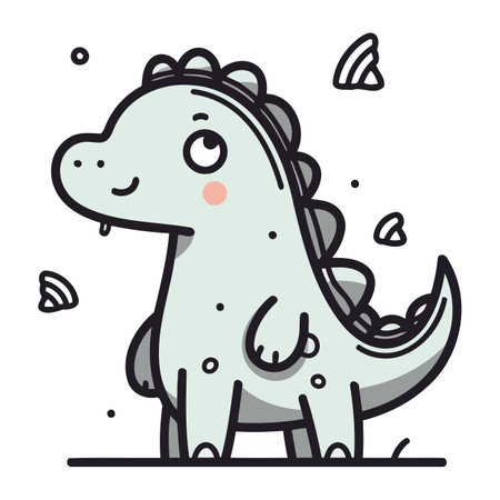 Cute cartoon dinosaur. Vector illustration. doodle style.のイラスト素材