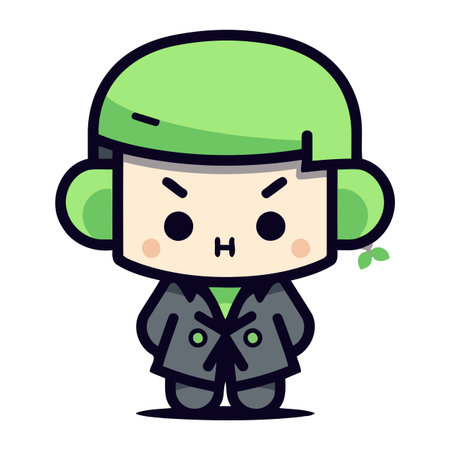 Cute Army Boy Cartoon Mascot Character Vector Illustration.のイラスト素材