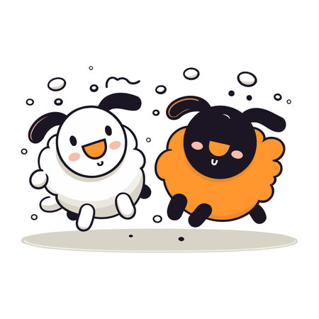 Cute sheep and black sheep. Vector illustration in cartoon style.のイラスト素材