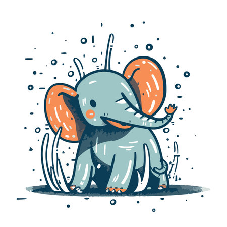 Cute cartoon elephant. Vector illustration. Isolated on white background.のイラスト素材