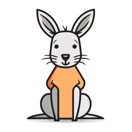 Rabbit sitting on the floor. Vector illustration in cartoon style.のイラスト素材