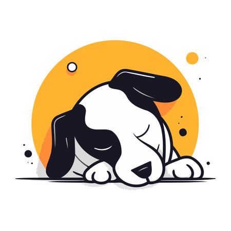 Illustration of cute dog sleeping on the floor. Vector illustration.のイラスト素材