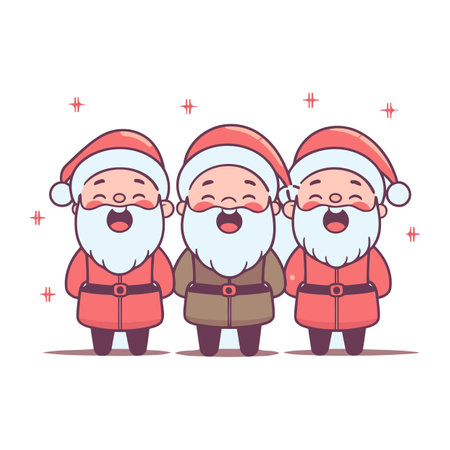 Cartoon santa claus family. Merry Christmas and Happy New Year. Vector illustrationのイラスト素材