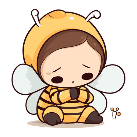 Illustration of a Cute Baby Bee Wearing a Bee Costumeのイラスト素材