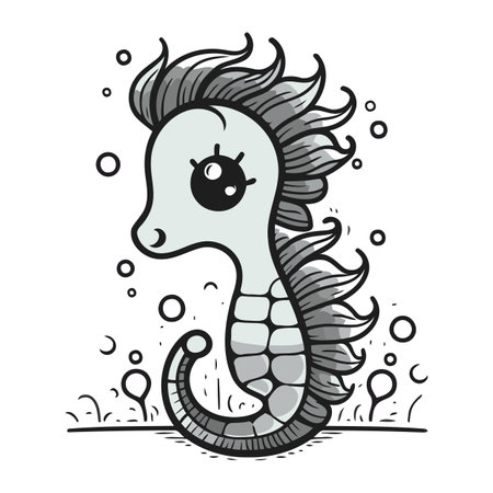Cartoon seahorse. Vector illustration of a sea horse.のイラスト素材