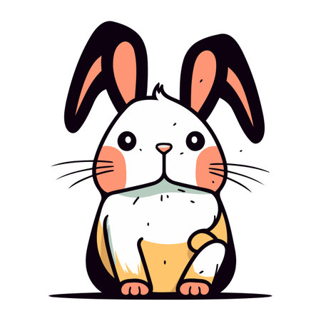 Cute cartoon bunny. Vector illustration isolated on a white background.のイラスト素材