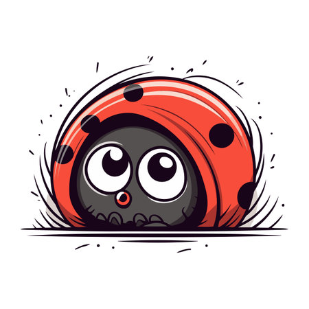 Cartoon ladybug on a white background. Vector illustration in cartoon style.のイラスト素材