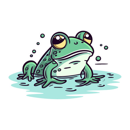 Frog cartoon vector illustration. Isolated on a white background.のイラスト素材