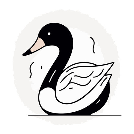 Swan. Hand drawn vector illustration in doodle style.のイラスト素材