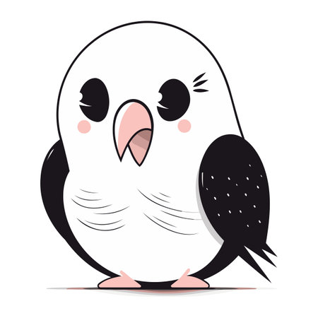 Cute cartoon penguin isolated on white background. Vector illustration.のイラスト素材