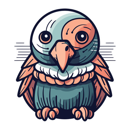 Cute cartoon owl. Vector illustration isolated on a white background.のイラスト素材