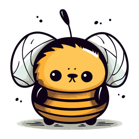 Cute cartoon bee. Vector illustration. Isolated on white background.のイラスト素材