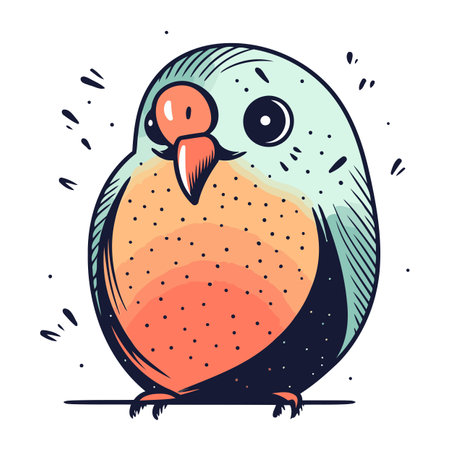Cute cartoon parrot. Hand drawn vector illustration isolated on white background.のイラスト素材