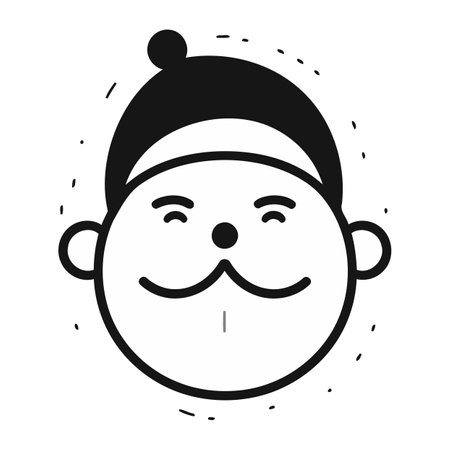 cute grandfather avatar character icon vector illustration design black and whiteのイラスト素材