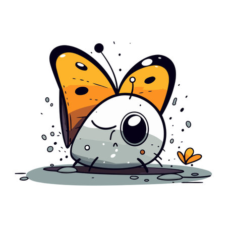 Cute cartoon butterfly. Vector illustration isolated on a white background.のイラスト素材