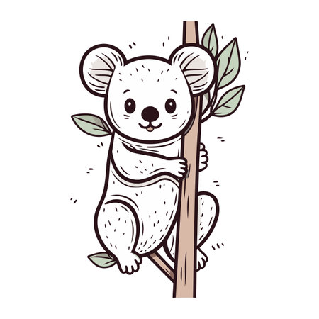 Cute koala on a branch. Hand drawn vector illustration.のイラスト素材