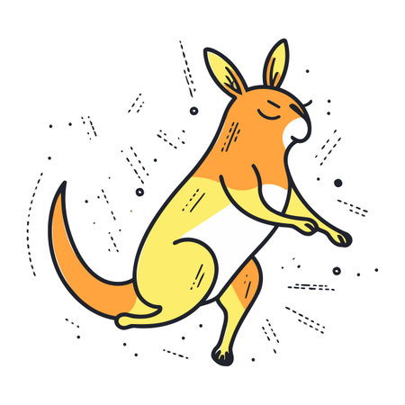 Kangaroo. Hand drawn vector illustration in flat cartoon style.のイラスト素材