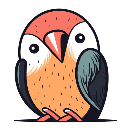 Cute cartoon parrot. Vector illustration isolated on white background.のイラスト素材