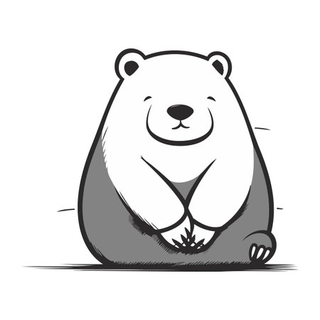 Polar bear. Black and white vector illustration isolated on white backgroundのイラスト素材