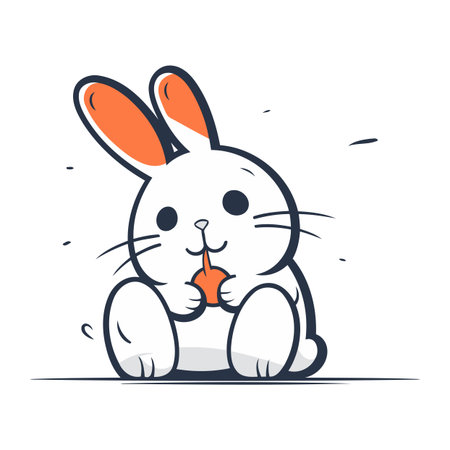 Rabbit with a carrot. Vector illustration on a white background.のイラスト素材