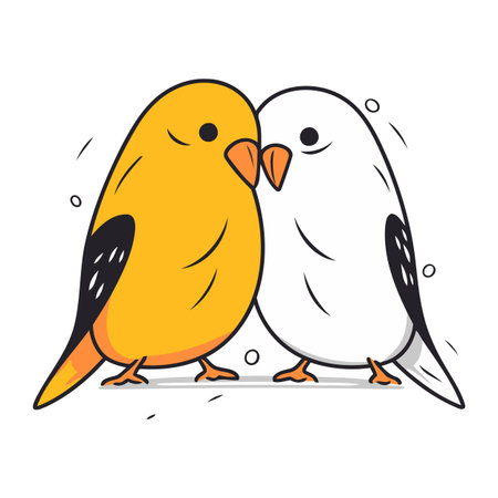 Cute couple of birds. Vector illustration in doodle style.のイラスト素材