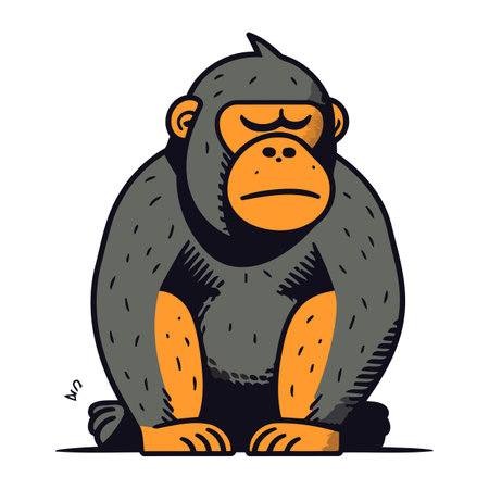 Chimpanzee. Vector illustration of a chimpanzee sitting.のイラスト素材