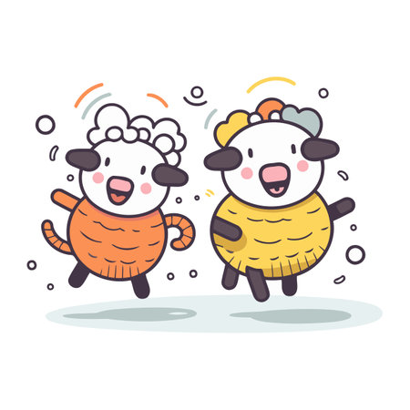 Cute cartoon sheep and goat. Vector illustration for your design.のイラスト素材