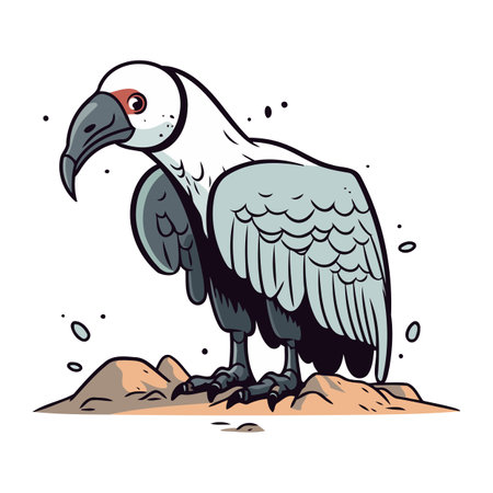 Illustration of a vulture on a rock. Vector illustration.のイラスト素材