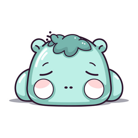 Crying hippo character cartoon style vector illustration. Isolated on white background.のイラスト素材