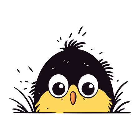 Cute little chick with big eyes. Vector illustration in cartoon style.のイラスト素材