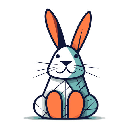 Cute cartoon rabbit. Vector illustration. Isolated on white background.のイラスト素材