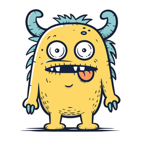 Funny cartoon monster. Vector illustration isolated on a white background.のイラスト素材