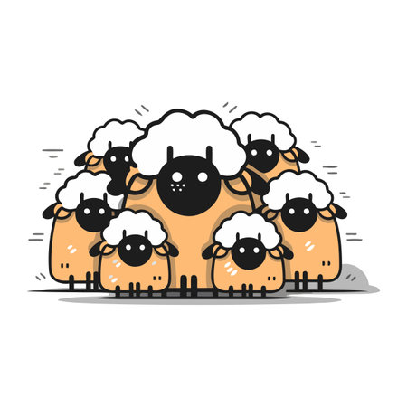 Funny sheeps. Cute cartoon sheep. Vector illustration.のイラスト素材