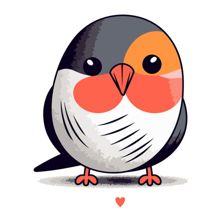 Cute cartoon bullfinch. Vector illustration on white background.のイラスト素材