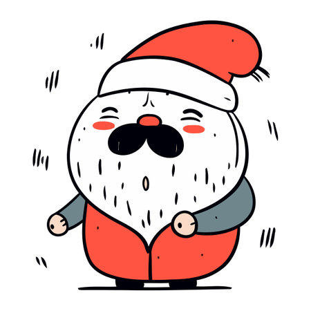 snowman in red coat and santa hat. vector illustrationのイラスト素材