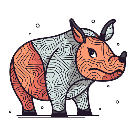 Cute rhinoceros. Vector illustration isolated on white background.のイラスト素材
